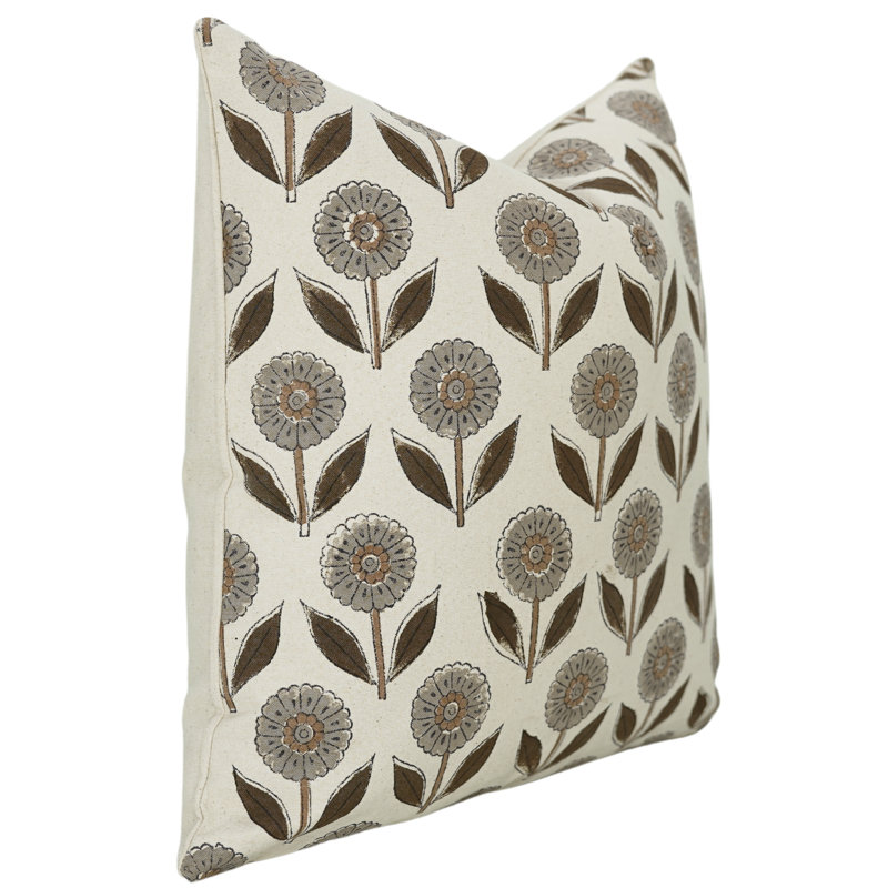 Housse de coussin Ganda Pushp Hand Block, Carré, H 20 po x l 20 po