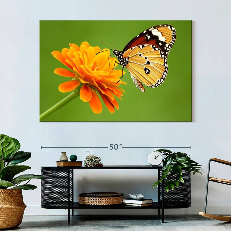 Brampt Butterfly With Flower, 34" H x 51" W