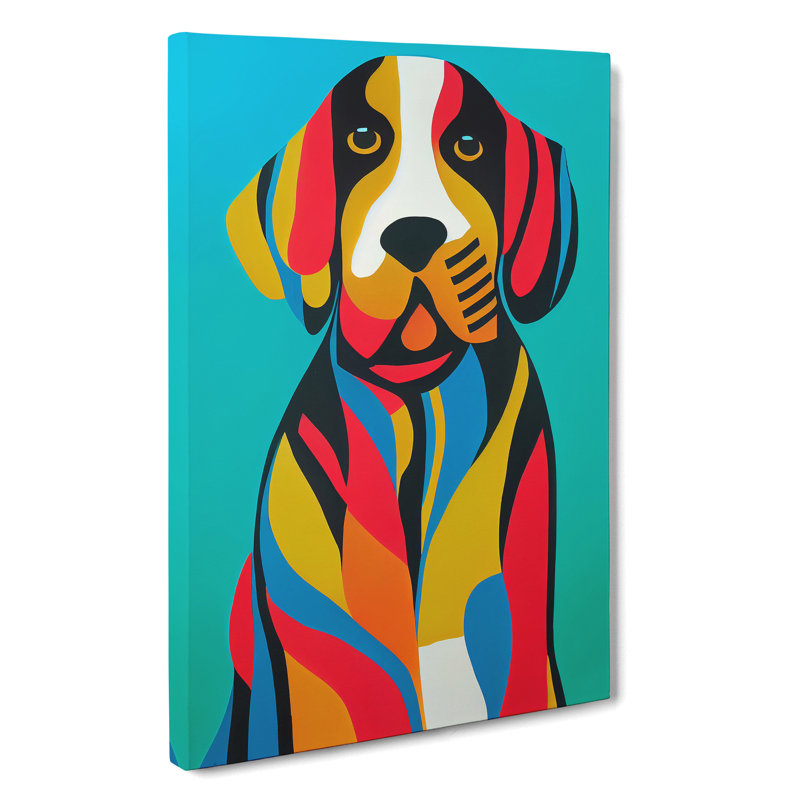Colourful Dog No.1 Abstract - Wall Art, Wrapped Canvas, 50cm H x 35cm W x 3cm D, No Matte