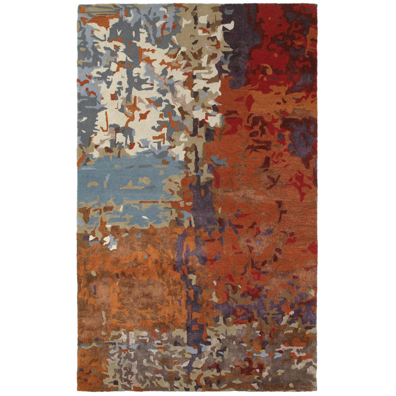 Tapis touffeté à la main à motif abstrait Wora, Rectangle 4 pi 11 po x 8 pi