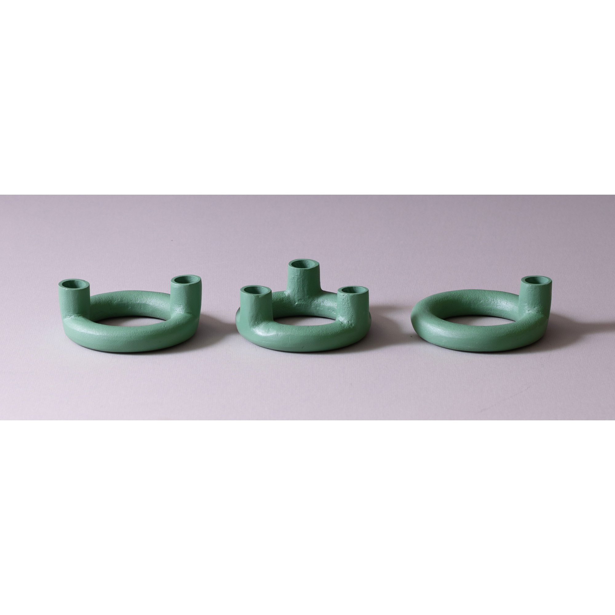 Ashlyn 3 Piece Aluminum Tabletop Candlestick Set, Green