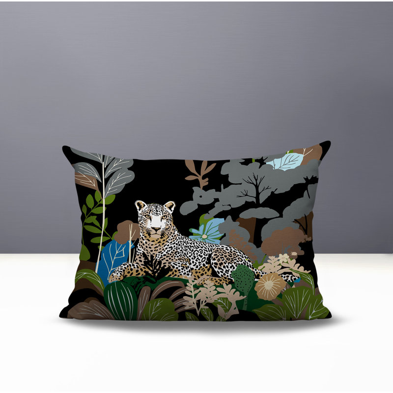 Oreiller rectangulaire réversible intérieur / extérieur Tai Leopard, Rectangle H 14 po x l 20 po, Gris
