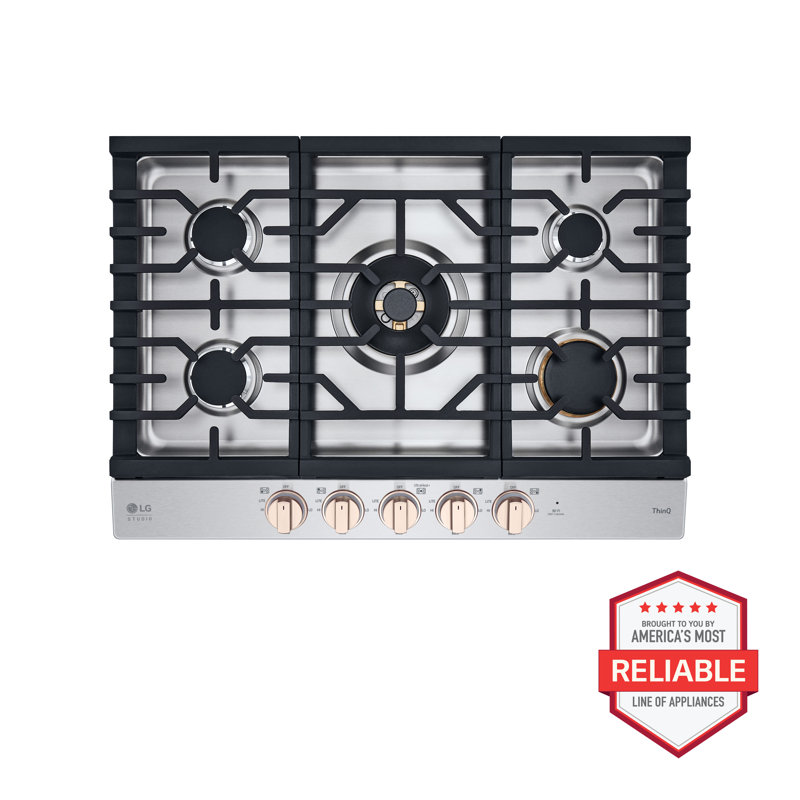 30" Natural Gas Cooktop with 5 Burners, Essence White
