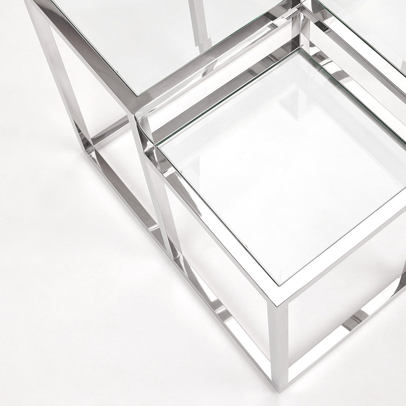 Glass Top End Table, Silver