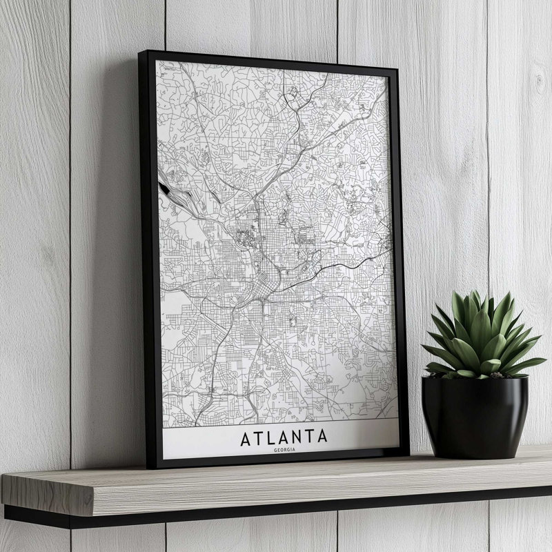 «Atlanta White Map» par Garima Dhawan, reproduction d'art, H 16 po x l 12 po, Doré