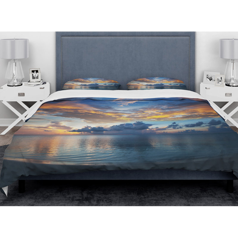 Ensemble de housse de couette pour maldives designart exotique, Housse de couette très grand + 2 taies décoratives