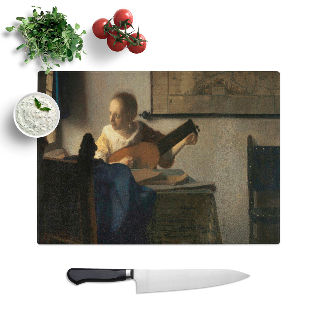 Young Woman with a Lute by Johannes Vermeer Chopping Board