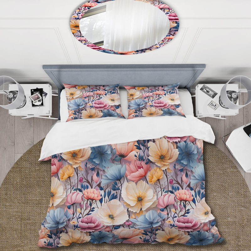 Ensemble de housse de couette multicolore Watercolor Wonderland, Housse de couette pour grand lit et 2 taies décor
