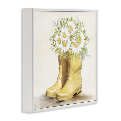 Sunny Daisy Boots Framed Giclee Art by Kim Allen