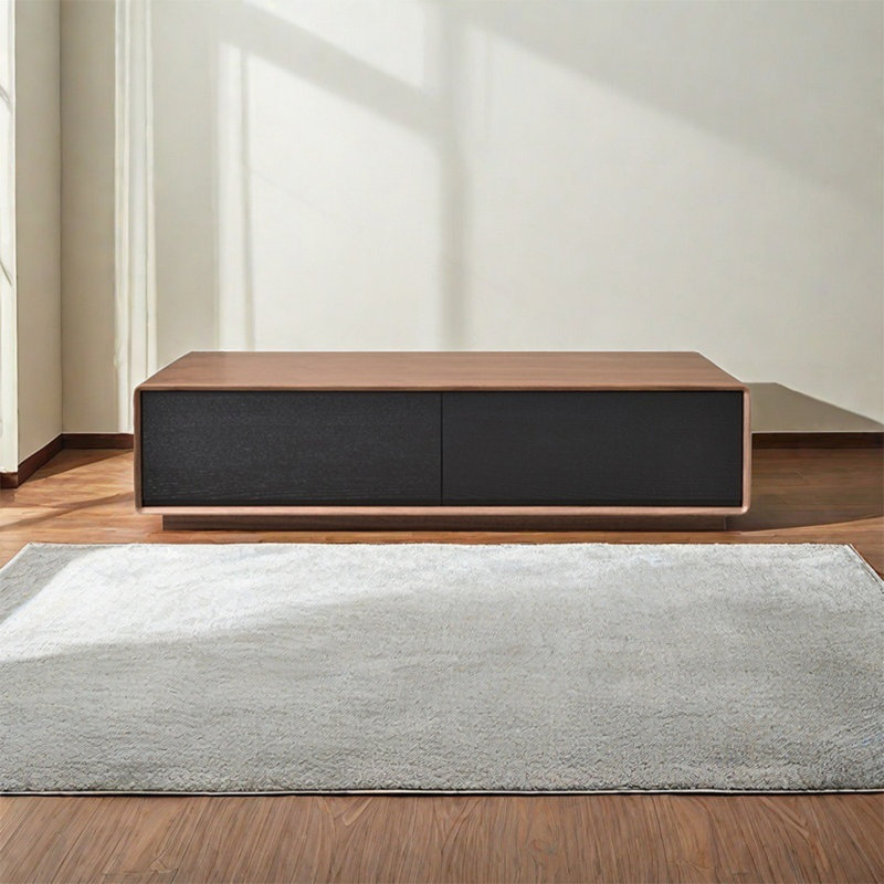 Table de salon moderne et simple rectangulaire, Noyer foncé, H 13,8 po x L 39,4 po x l 19,7 po, Noir, noir, noir, noir