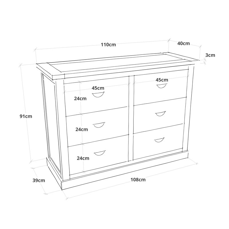 6 Drawer Chest, Off White