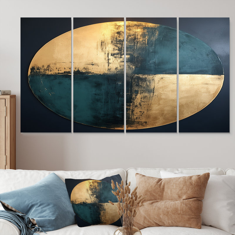 Kase - Toile d'art mural géométrique 4 pièces, H 28 po x l 48 po