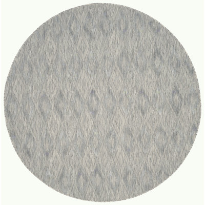 Geometric Gray/Wheat/Blue Indoor/Outdoor Area Rug