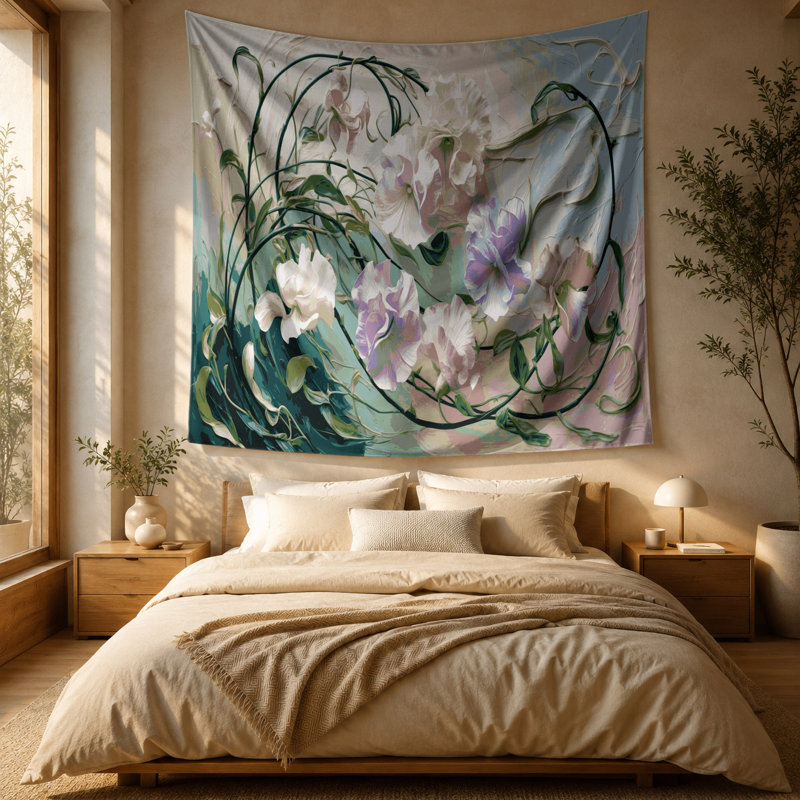 Tapisserie murale «Botanical Sweet Pea», 88 po x 104 po