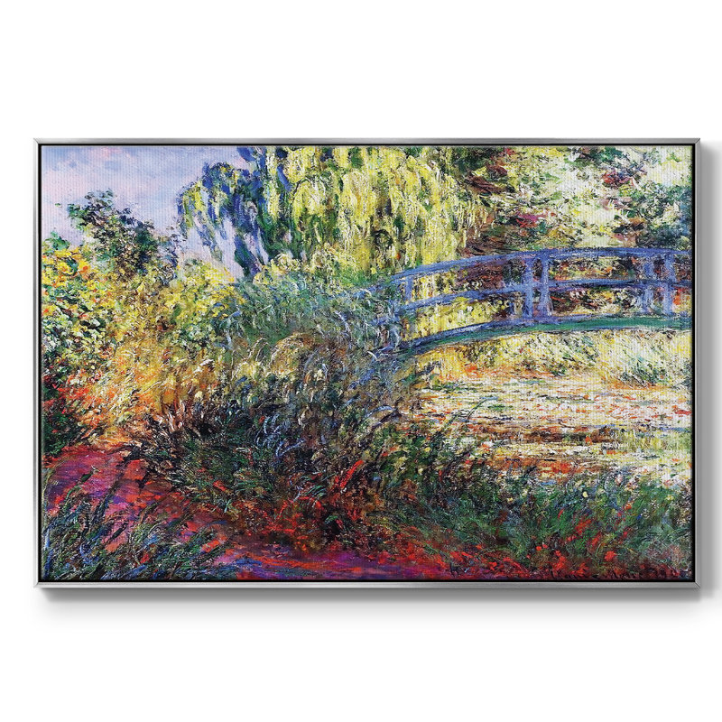 Le pont japonais (l'eau), reproduction sur toile, H 17 po x l 25 po x P 2 po, Argent
