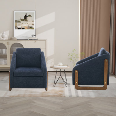 Fauteuil d'appoint rembourré avec base en bois (ensemble de 2)