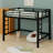 Metal Loft Bed With Ladder And Guardrails-1287963184