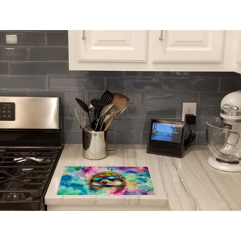 Hippie Animal Hedgehog Glass Cutting Board