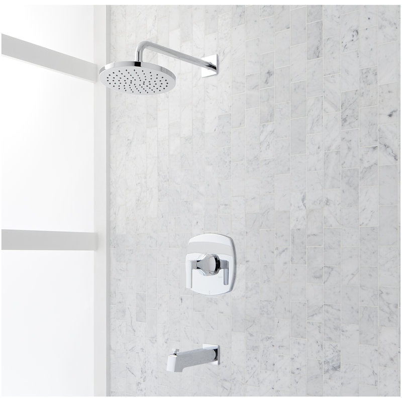 Sefina Pressure Balance Tub and Shower System - Brushed Nickel, Chrome