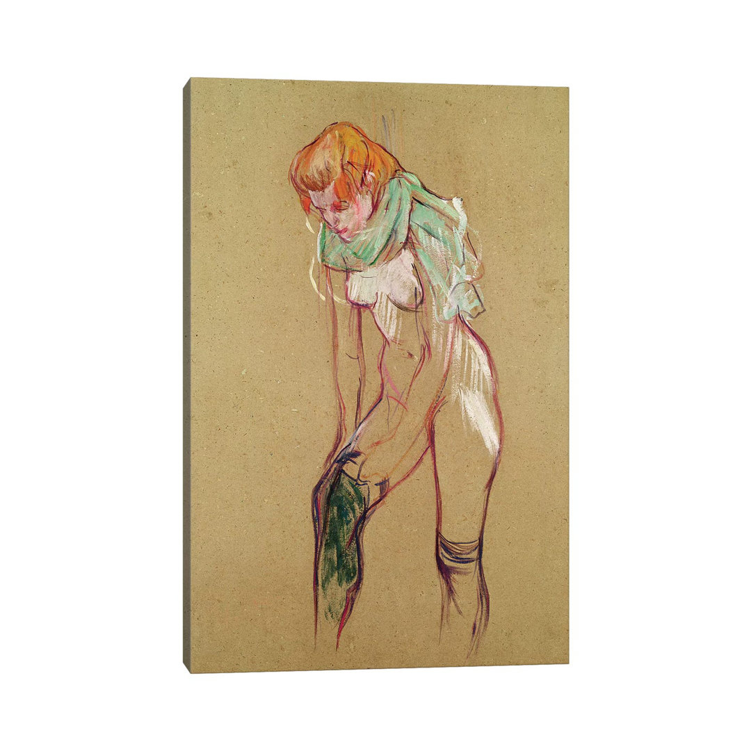 Woman Pulling Up Her Stocking, 1894 by Henri De Toulouse-Lautrec - Wrapped Canvas Print