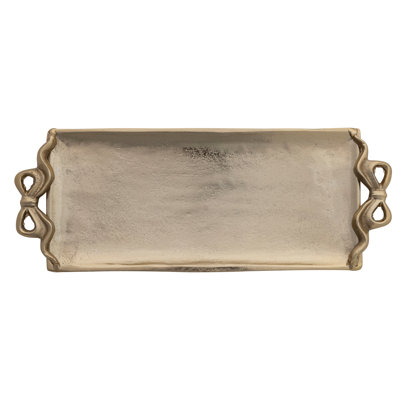 Cast Aluminum Rectangle Tray With Bow-Shaped Handles