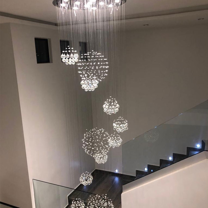W31.5" X H110" Raindrop Crystal Chandelier Flush Mount Ceiling Light 