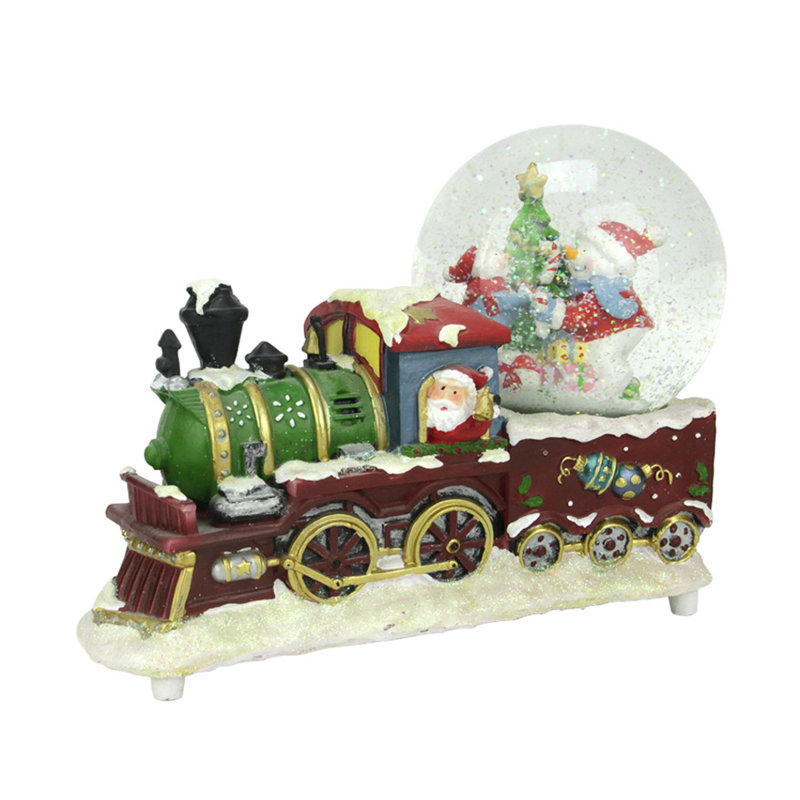 Décoration de table de Noël train de 9,5 po père Noël brun et blanc