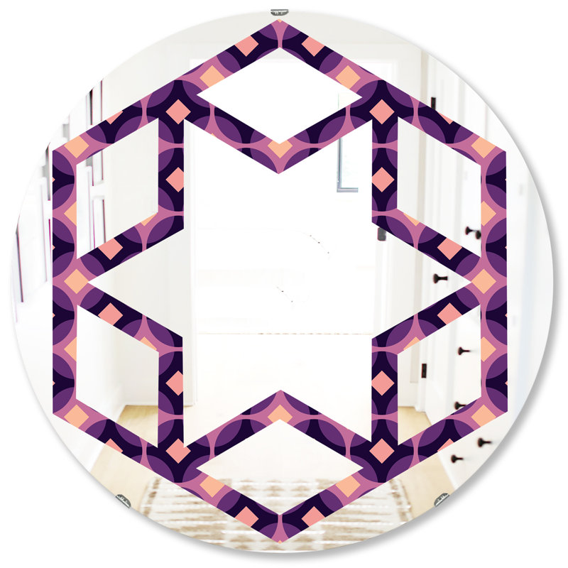 Miroir mural Hexagon Star, 23,6 po x 23,6 po, Mauve