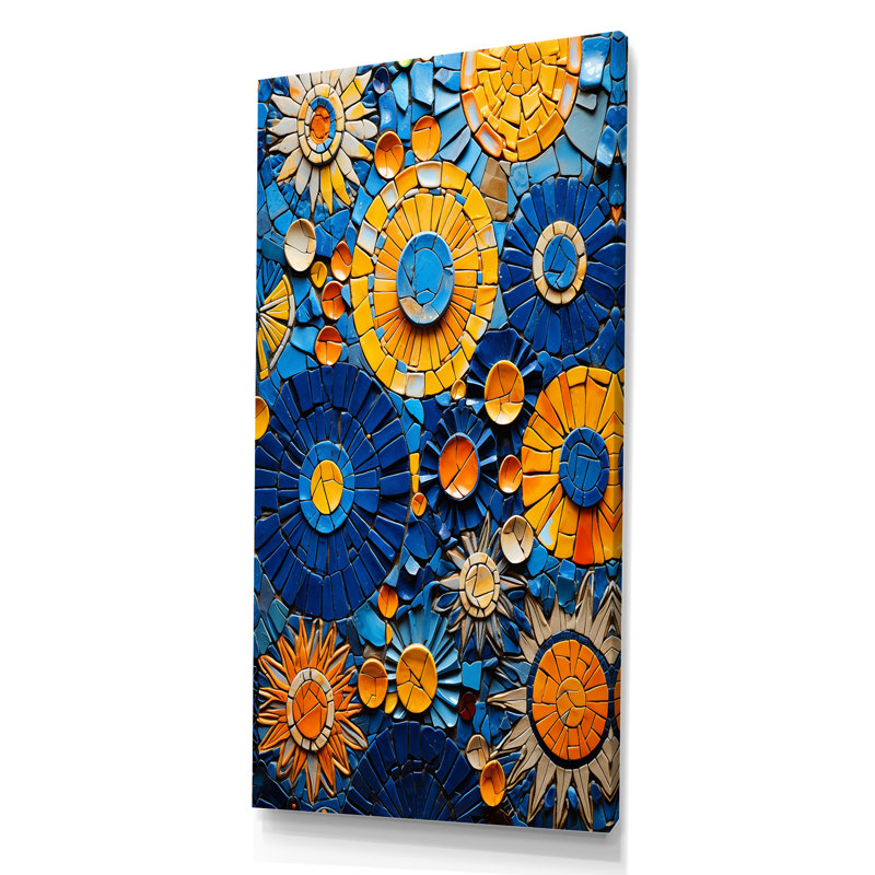 Carreaux de mosaïque jaune et bleu 2 - reproduction d'art sur toile mosaïque bohème, Toile tendue