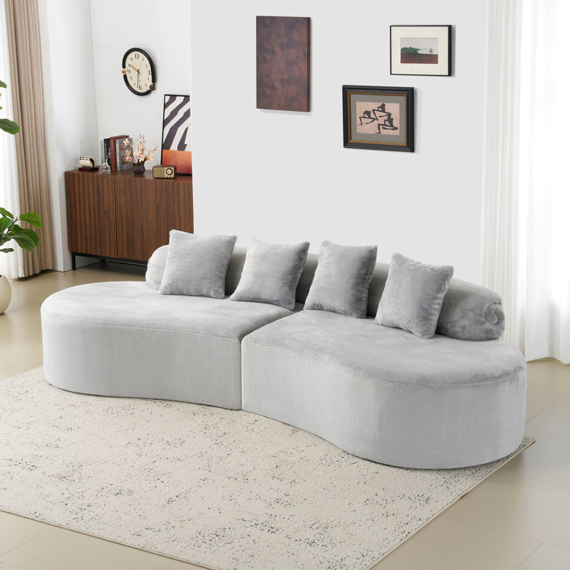 Design simple, gris, flanelle incurvée, touche confortable, allongé, relaxant, salon délicat à lire seul,, Gris clair