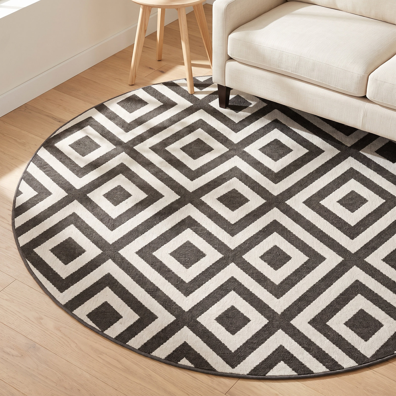 Awena Outdoor Geometric Rug, Round 8'9"
