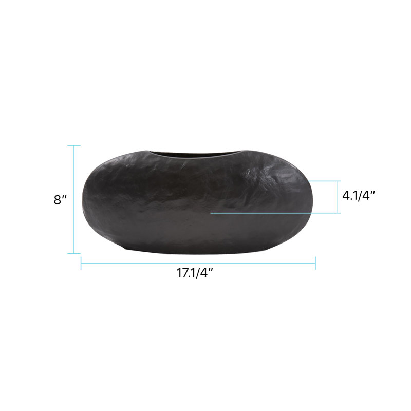 Maica Handmade Aluminum Table Vase, Black, 8" H x 17" W x 4" D