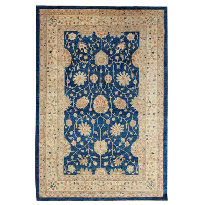 Tapis unique bleu / brun 6 pi 8 po x 10 pi 1 po Agra