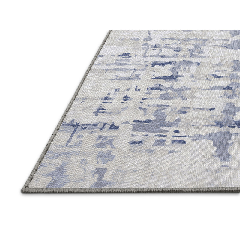 Machine Washable Gray Area Rug, Rectangle 6' x 9'