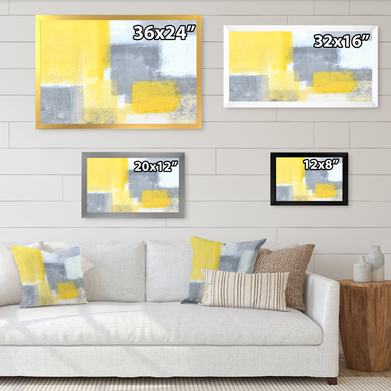 «Gray and Yellow Colorfields II», reproduction sur toile encadrée, Impression argent sur toile encadrée