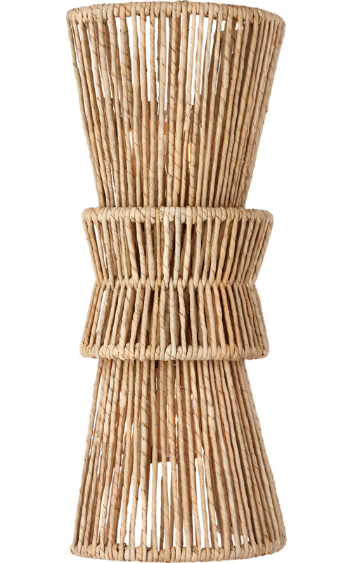 Antigua 20" Sconce in Natural Abaca, Polished Nickel