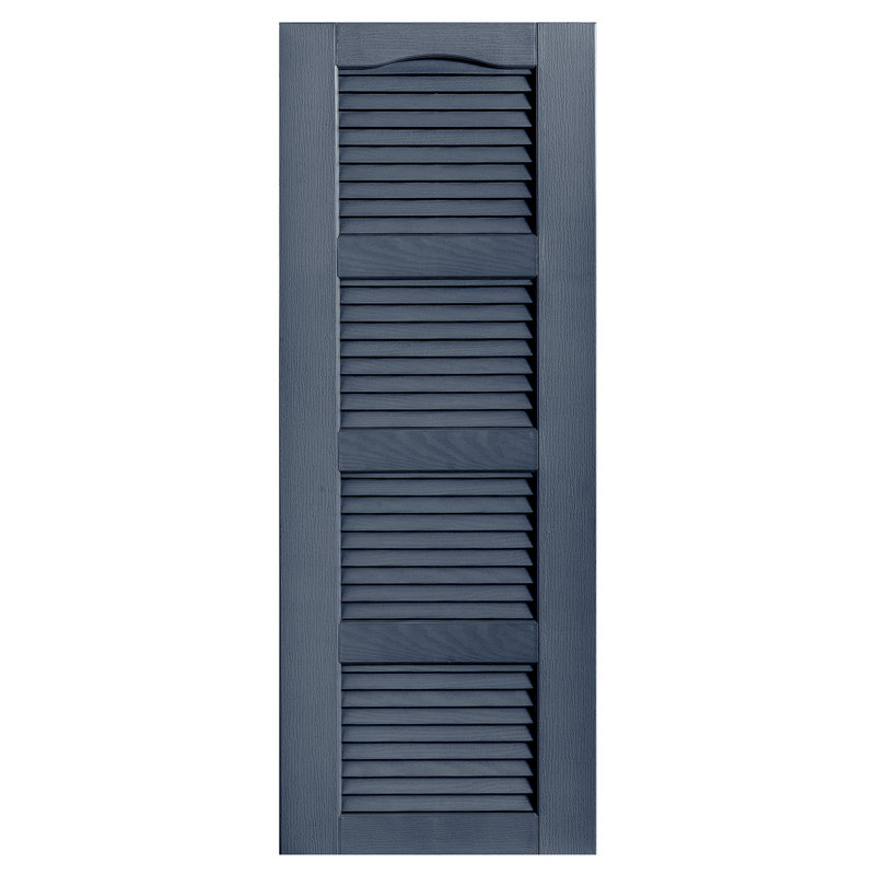Cathedral Top Four-style Open Louvre Shutters Pair, 9", 51", Indigo Blue
