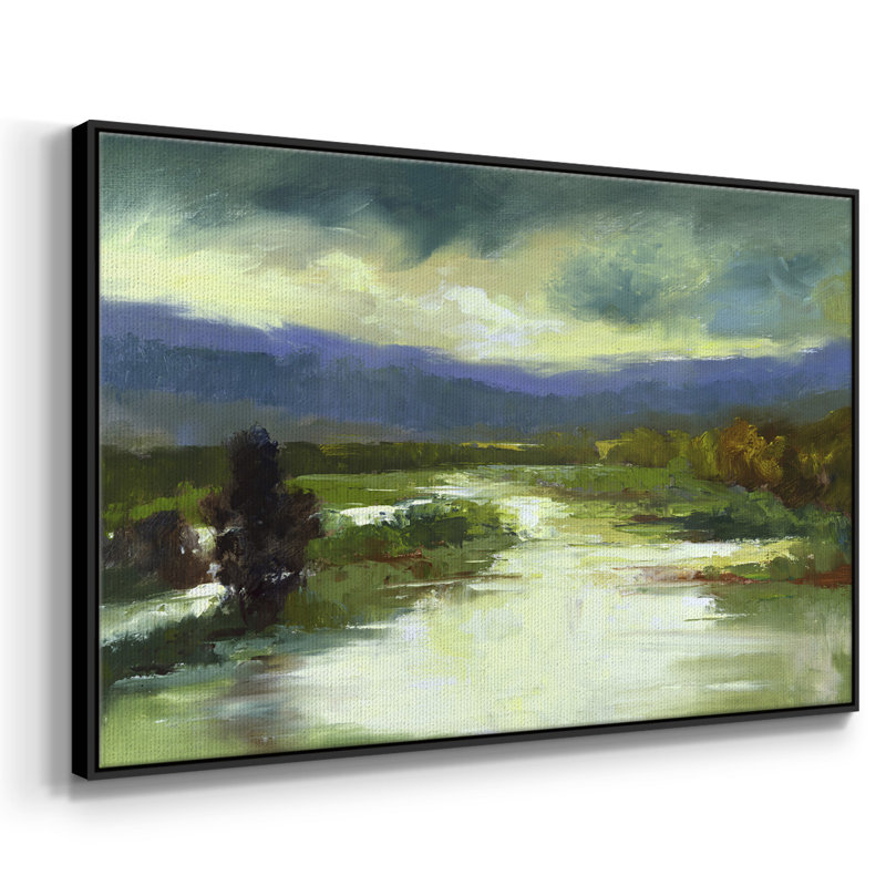 Mountain Meadow, peinture sur toile encadrée, H 25 po x l 37 po x P 2 po, Cadre noir