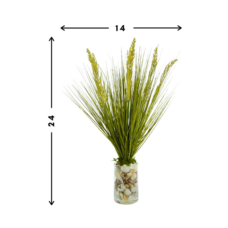 24'' Faux Grass in Glass Vase