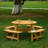 8 Person Picnic Table With 4 Built-In Benches. Umbrella Hole, Weather-, For Patio, Garden Round Benches - Hole For Outdoor Spaces-1908133740