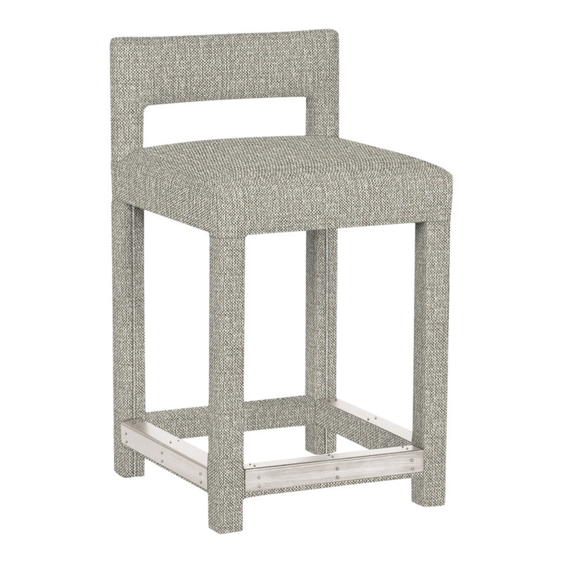 Utica By Thom Filicia Upholstered Counter Stool with Solid Wood Frame, Casablanca, Galet Tarbee