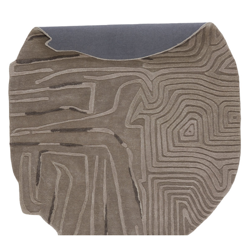 Tapis unique en viscose noué à la main gris nouvel âge Gerritt, Nouveauté 6 pi x 7 pi 2 po