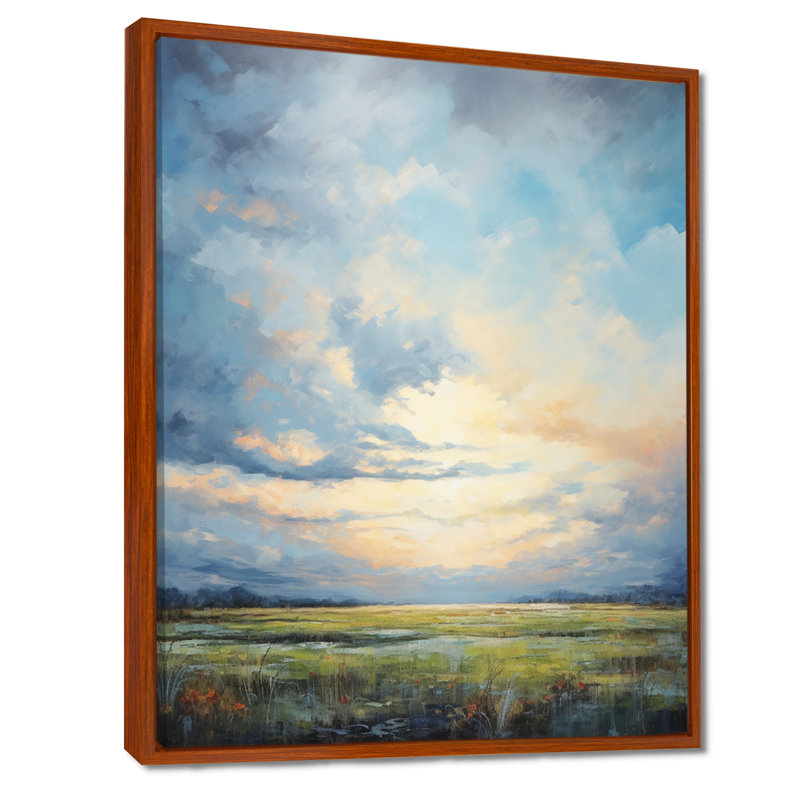 Alshat Meadow Bold Horizon III On Canvas Print, 32" H x 16" W x 1" D, Brown Floater Framed