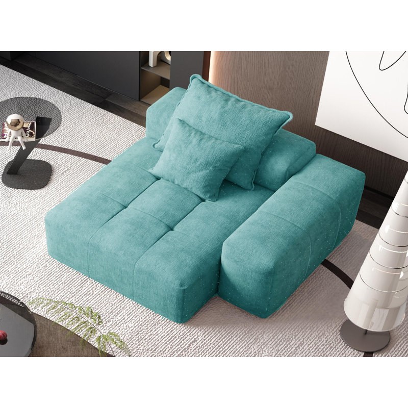 Chaise en chenille avec 2 coussins, Vert