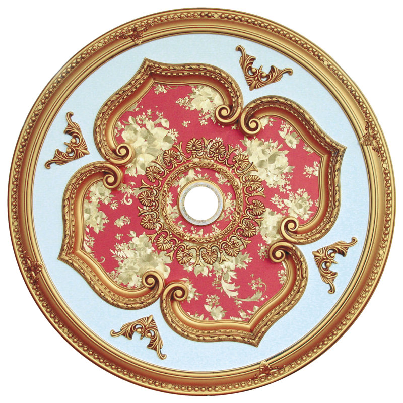 Motif de bouquets ronds de 43 po, Rouge / doré