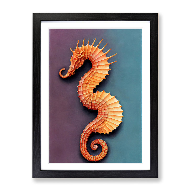 Beautiful Seahorse - Single Picture Frame Print, 64cm H x 46cm W x 2cm D, Black Framed