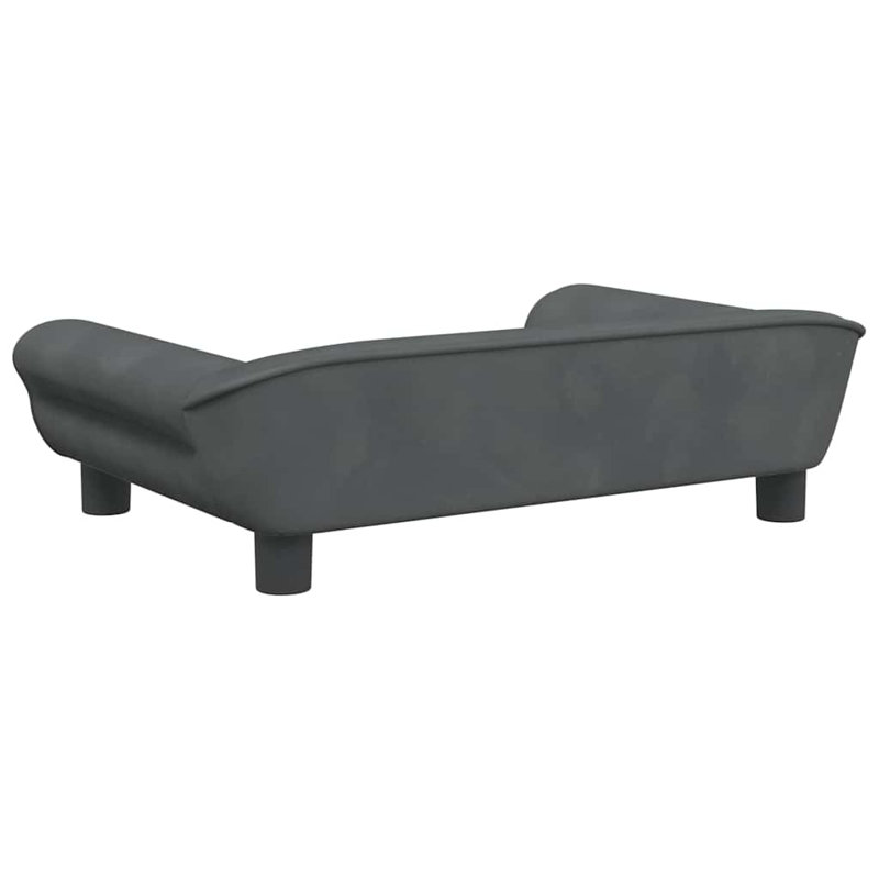 Lit pour chien en velours, Gris, H 8,7 po x l 27,6 po x P 18,9 po