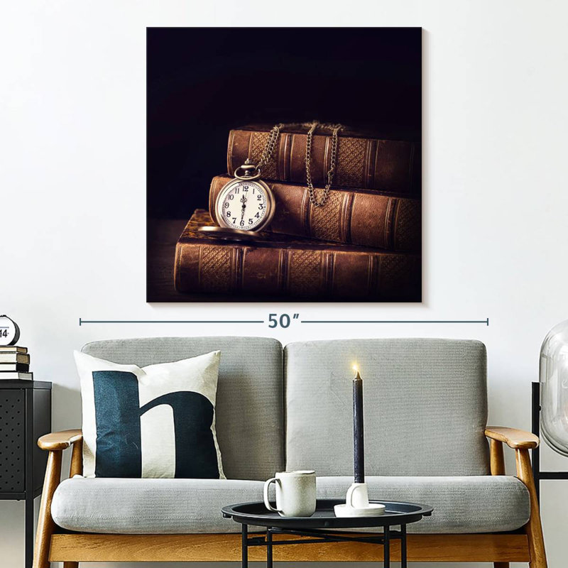 Kerner Books And Pocket Watch, 33" H x 33" W