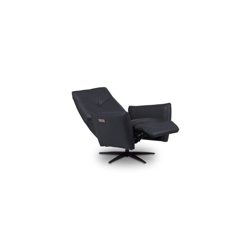 Luxor Genuine Leather Swivel Electric Recliner, Dark Night Blue 