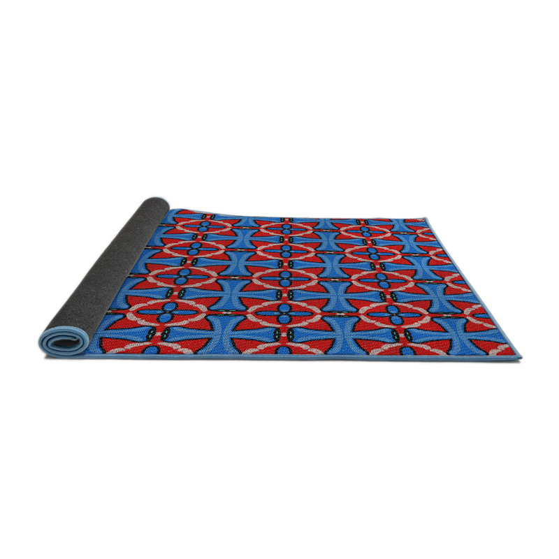 Tapis rouge / bleu Power Loom, Rond 8 pi
